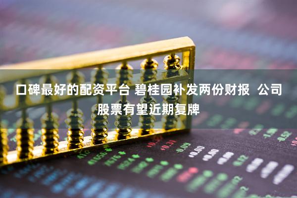 口碑最好的配资平台 碧桂园补发两份财报  公司股票有望近期复牌