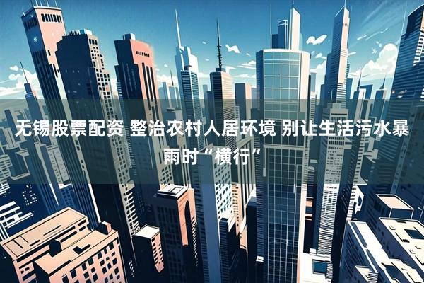 无锡股票配资 整治农村人居环境 别让生活污水暴雨时“横行”